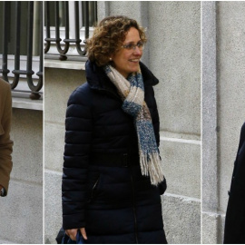 De iz. a der., los exconsellers Neus Monté, Maritxel Ruiz y Jordi Jané, a su llegada al Tribunal Supremo. EFE