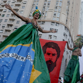 27/10/2022 Partidarios del candidato de izquierdas Lula da Silva celebran su 77º cumpleaños en Río de Janeiro (Brasil)