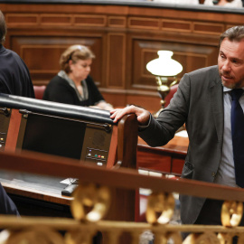 El diputado socialista Óscar Puente en la segunda jornada del debate de investidura del candidato Alberto Núñez Feijóo en el Congreso este miércoles