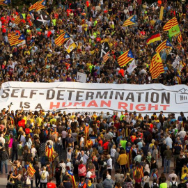 Manifestación en Barcelona en el primer aniversario del 1-O.