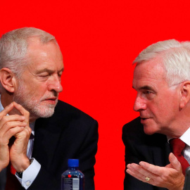 Jeremy Corbyn, junto al portavoz económico, John McDonnell. Reuters