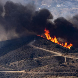 Imagen del incendio forestal declarado en un paraje de Mijas (Málaga), a 12 de noviembre de 2023.- Daniel Pérez / EFE