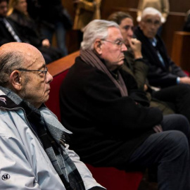 Los ex responsables del Palau de la Música Fèlix Millet y Jordi Montull, principales condenados por el expolio, durante la vista celebrada hoy en la Audiencia de Barcelona. EFE/ Quique García