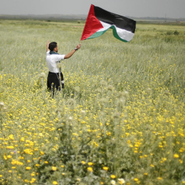 Un hombre ondea la bandera palestina en los territorios de Gaza. REUTERS