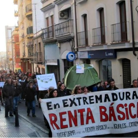 Movilización contra los recortes en Extremadura. Campamento Dignidad