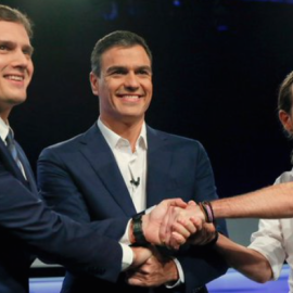 Albert Rivera, Pedro Sánchez y Pablo Iglesias en el debate de cara a las elecciones generales del 20-D. EFE