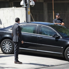 Rajoy sale en coche de la Audiencia Nacional tras declarar por Gürtel. EUROPA PRESS