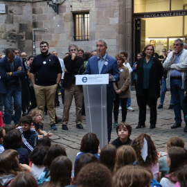 El conseller d'Educació, Josep González Cambray, aquesta tarda a l'Escola Sant Felip Neri de Barcelona.