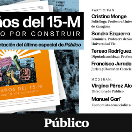 Cartel del debate online 'Diez años del 15-M y un mundo por construir'.