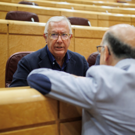 El senador Javier Arenas (PP), en la diputación Permanente, en la sala Europa del Senado, a 16 de agosto de 2023, en Madrid