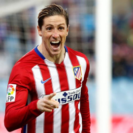 El delantero del Atlético Fernando Torres celebra su gol ante el Getafe. - EFE