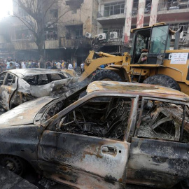 Imagen de la zona arrasada por la explosión en Bagdad que el pasado domingo se cobró la vida de más de 200 personas. - EFE