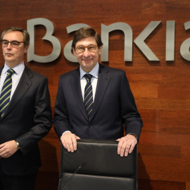 José Ignacio Goirigolzarri y José Sevilla presentan el Plan Estratégico 2018-2020 de Bankia. E.P.