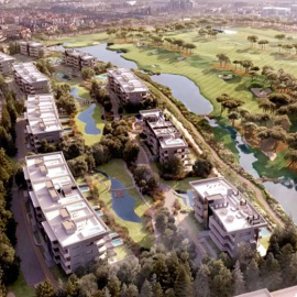 Vista aérea de la urbanización de lujo La Finca, en la localidad madrileña de Pozuelo de Alarcón.