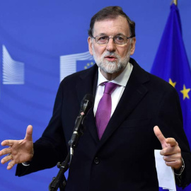 Rajoy, durante su rueda de prensa en Bruselas. | ERIC VIDAL (EFE)