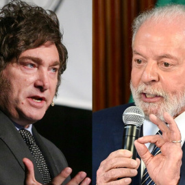 El presidente argentino, Javier Milei (izq.) y su homólogo brasileño, Lula da Silva.