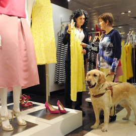 Mujer ciega con perro guía. FUNDACIÓN ONCE