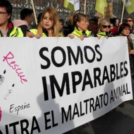 Una manifestación de PACMA frente a Ministerio de Medio Ambiente reclamando el fin de la tortura animal | EFE