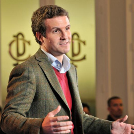 30/12/2018.- El presidente del PP, Pablo Casado, durante el acto de presentación de los candidatos de Castilla-La Mancha celebrado hoy en Albacete. EFE/Manu