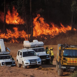 El incendio forestal declarado este jueves en el paraje El Chorrito de Paterna del Campo (Huelva) está fuera de la capacidad de extinción debido a la velocidad y la dirección del viento, sobre todo en la cabeza del fuego, que avanza a tres 