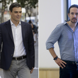 Los secretarios generales de PSOE, Pedro Sánchez, y de Podemos, Pablo Iglesias. EFE/REUTERS