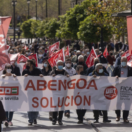 Manifestación de los trabajadores de Abengoa en Sevilla.