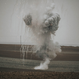 Explosión de un proyectil de fósforo blanco, a 18de noviembre de 2020.