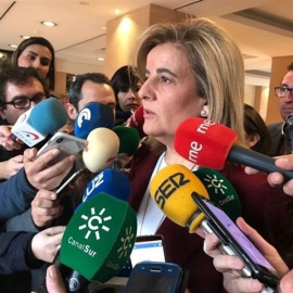 Fátima Bañez ante los medios. EUROPA PRESS