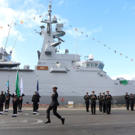 Ceremonia de entrega de la tercera corbeta construida por Navantia para Arabia Saudí, el 4 de diciembre de 2022 en Cádiz.