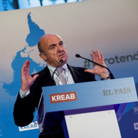 El vicepresidente del Banco Central Europeo (BCE), Luis De Guindos, durante la inauguración del Foro Tendencias 2020, en Madrid. EFE/David Fernández