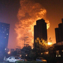 Imagen de la fuerte explosión en la ciudad china de Tianjin.