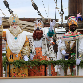 Els Reis d'Orient arribant a Barcelona per mar, a bord del Pailebot Santa Eulàlia, per a la nit més màgica per als infants