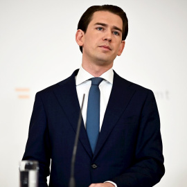 Sebastian Kurz, en el anuncio de su dimisión como canciller de Austria.