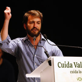 El vicepresidente de la Junta de Castilla y León, Juan García-Gallardo, interviene durante un acto de campaña de Vox, a 23 de mayo de 2023, en Valladolid.