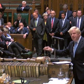 09/09/2019.- El primer ministro británico Boris Johnson habla en el Parlamento. EFE