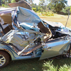 Coche de Kiptum accidentado