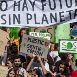 Imagen de una reciente huelga por el clima.- EFE