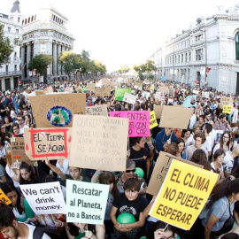 Instantánea en la que se pueden apreciar las miles de personas que han salido a la calle para protestar por la emergencia climática | EFE / JuanJo Martín