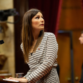 La portavoz de Ciudadanos en el Senado y portavoz en el Parlament catalán, Lorena Roldán, durante su intervención en el debate sobre política general.E.P./David Zorrakino