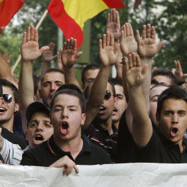 Manifestantes ultraderechistas en un acto realizado en Madrid en 2012. EFE