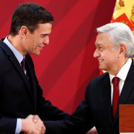 Pedro Sánchez saluda al presidente de México, Andrés Manuel López Obrador. / EFE