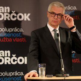 El candidato presidencial de Eslovaquia, Ivan Korcok, en Bratislava, Eslovaquia, el 23 de marzo de 2024.