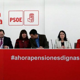 Pedro Sánchez junto a otros miembros del PSOE./ EFE