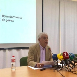 El delegado de Reactivación Económica, Captación de Inversiones, Educación y Empleo del Ayuntamiento de Jerez de la Frontera (Cádiz), Juan Antonio Cabello, en rueda de prensa este lunes. AYUNTAMIENTO DE JEREZ