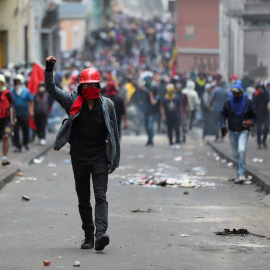 09/10/2019 - Manifestantes en Quito protestan contra las medidas económicas del presidente ecuatoriano Lenín Moreno. / REUTERS