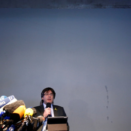 El expresident catalán Carles Puigdemont, durante su rueda de prensa en Berlin. REUTERS/Hannibal Hanschke