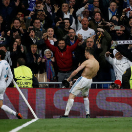 Cristiano celebra su gol a la Juventus. REUTERS