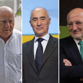 Amancio Ortega, de Inditex, Rafael del Pino, de Ferrovial, y Juan Roig, de Mercadona. EFE/REUTERS