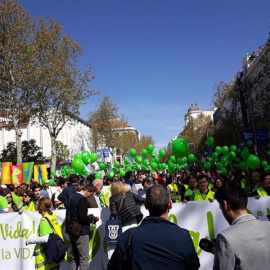 Los manifestantes han acudido a la cita con camisetas y globos verdes / EP