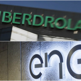 Los logos de las compañías eléctricas Iberdrola y Enel.